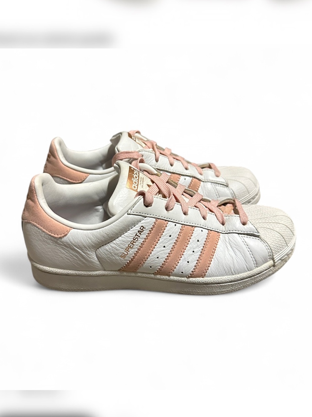 adidas Women’s Superstar Sneakers in White & Blush Pink